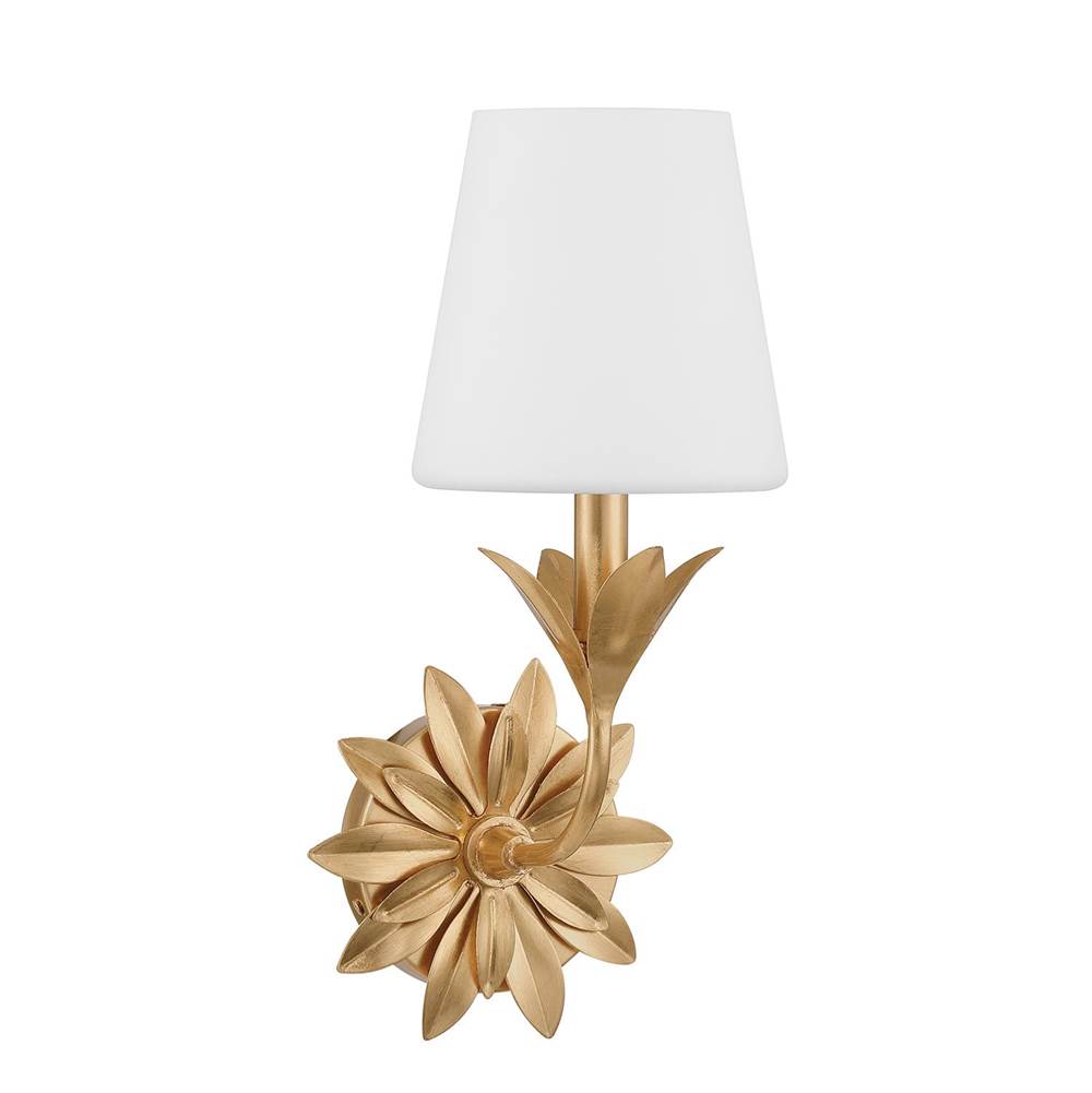 Crystorama Broche 1 Light Antique Gold Sconce