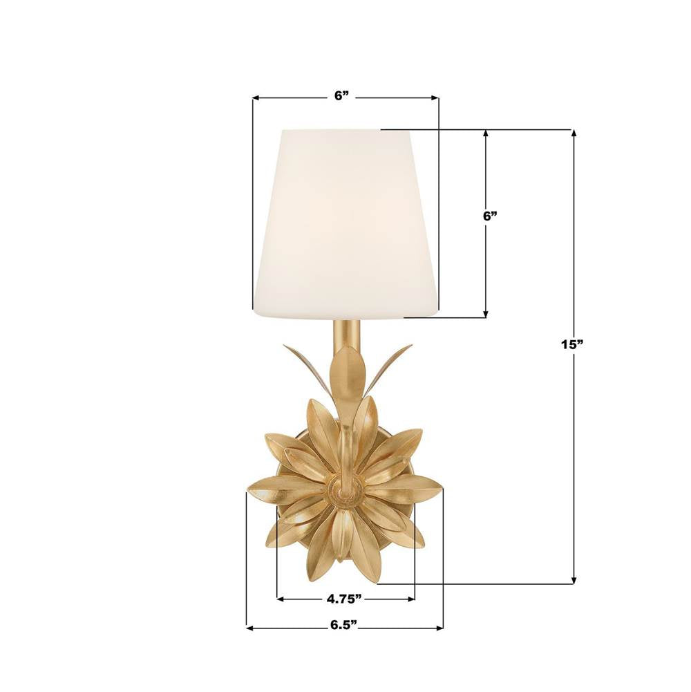 Crystorama 571-OP-GA Antique Gold Broche 1 Light Antique Gold Sconce Image 3