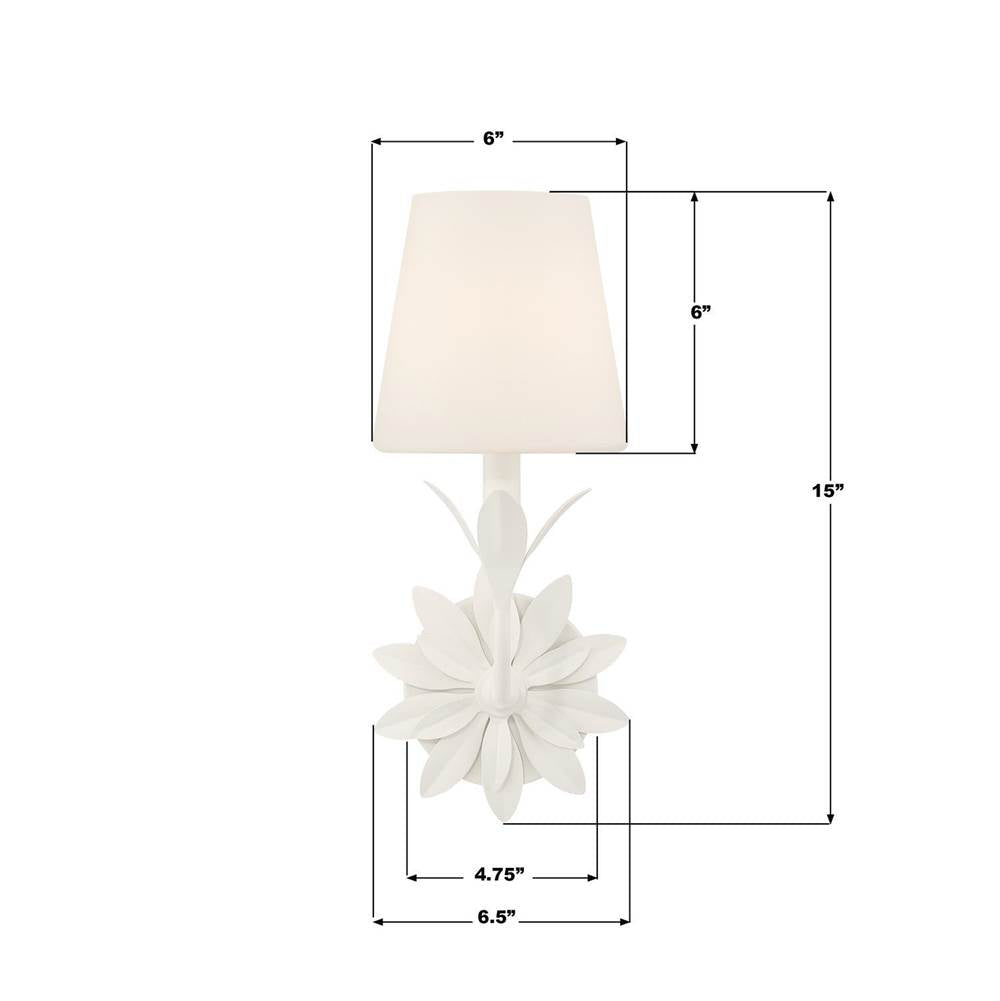 Crystorama 571-OP-MT Matte White Broche 1 Light Matte White Sconce Image 3