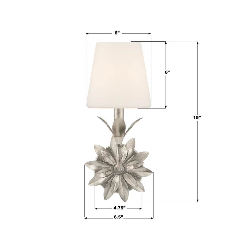 Crystorama 571-OP-SA Antique Silver Broche 1 Light Antique Silver Sconce Image 3