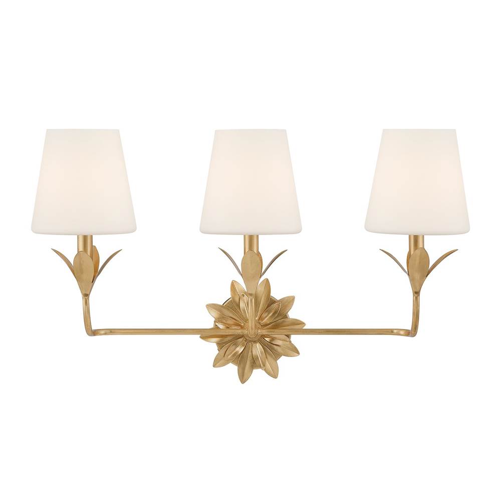 Crystorama 573-OP-GA Antique Gold Broche 3 Light Antique Gold Bathroom Vanity Image 1
