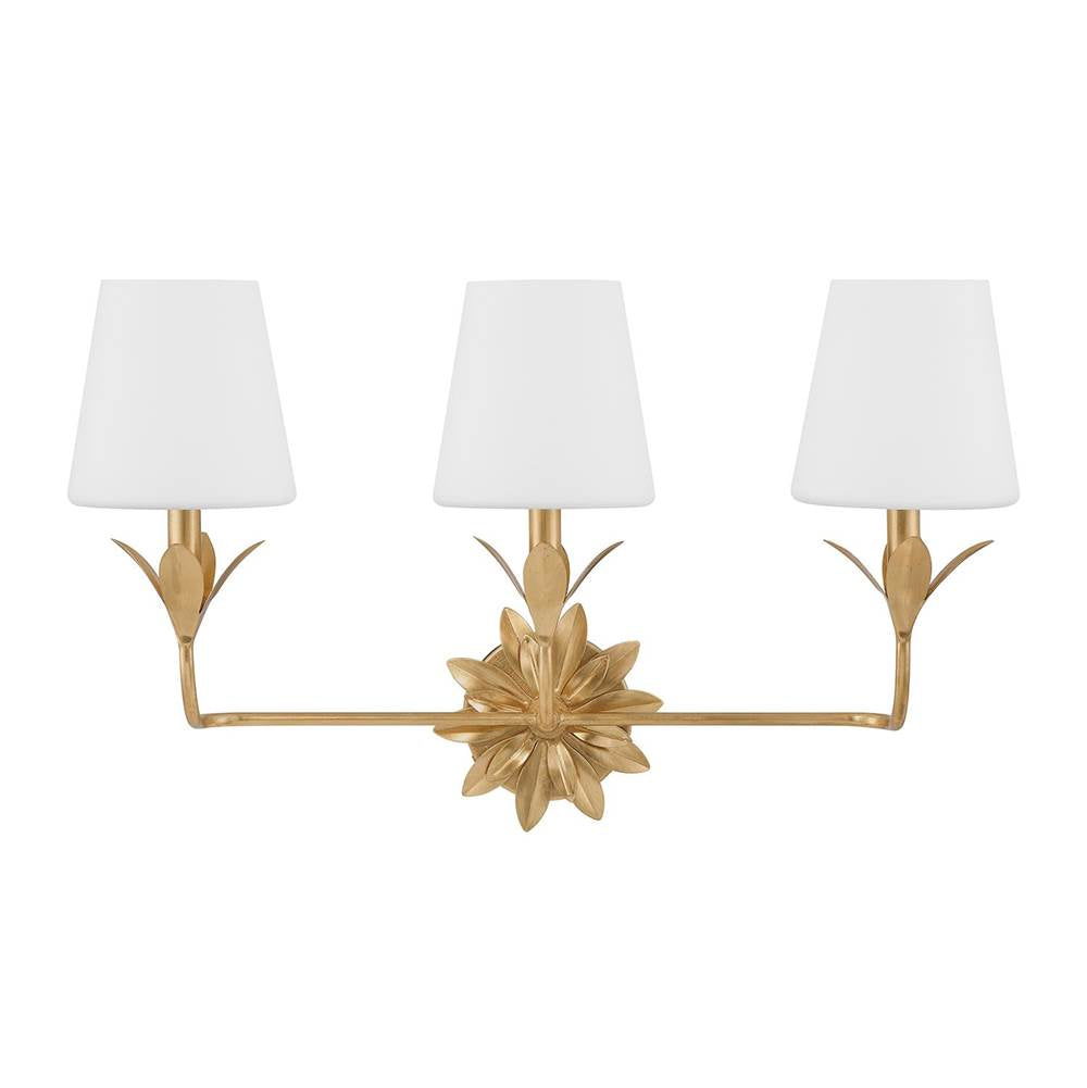 Crystorama Broche 3 Light Antique Gold Bathroom Vanity