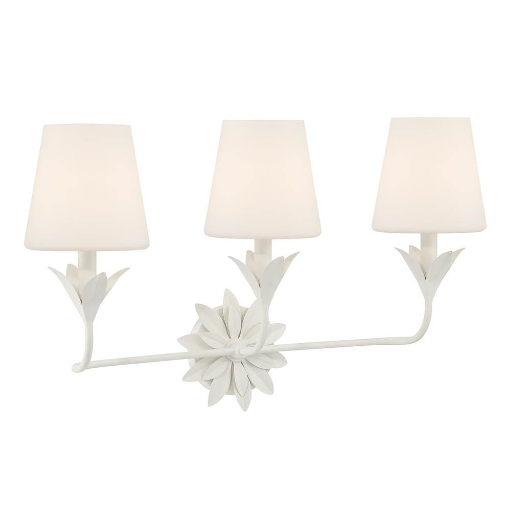 Crystorama 573-OP-MT Matte White Broche 3 Light Matte White Bathroom Vanity Image 7