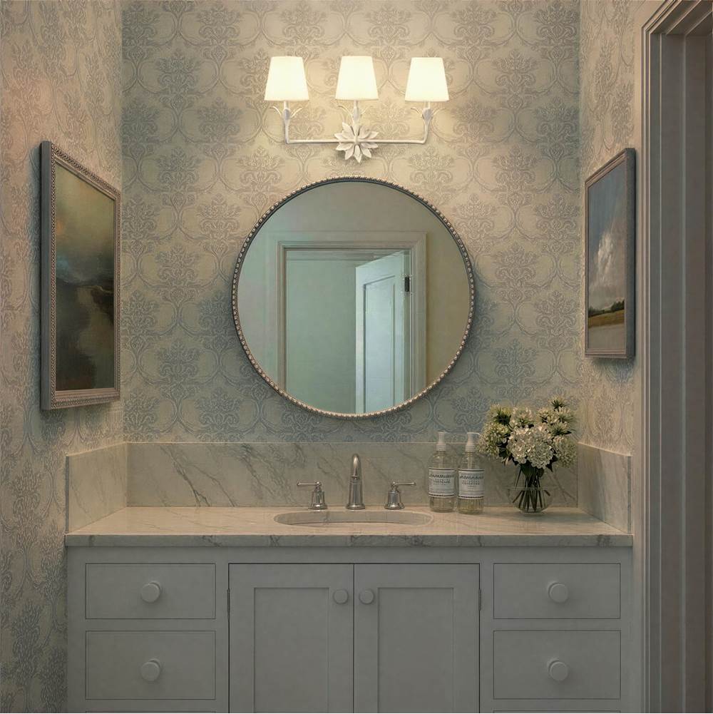 Crystorama 573-OP-MT Matte White Broche 3 Light Matte White Bathroom Vanity Image 4