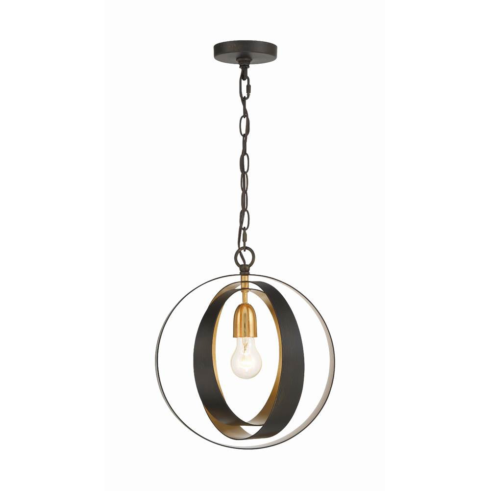Crystorama Luna 1 Light English Bronze  Plus  Antique Gold Sphere Mini Chandelier