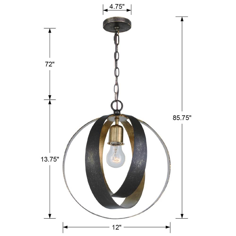 Crystorama 580-EB-GA English Bronze,Antique Gold Luna 1 Light English Bronze  Plus  Antique Gold Sphere Mini Chandelier Image 2