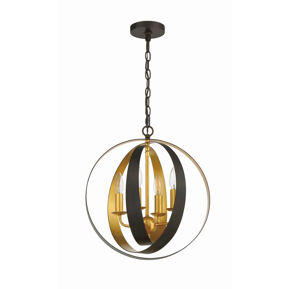 Crystorama Luna 4 Light English Bronze  Plus  Antique Gold Sphere Mini Chandelier