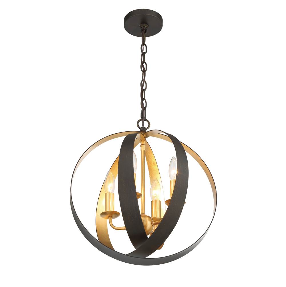 Crystorama 584-EB-GA English Bronze,Antique Gold Luna 4 Light English Bronze  Plus  Antique Gold Sphere Mini Chandelier Image 6