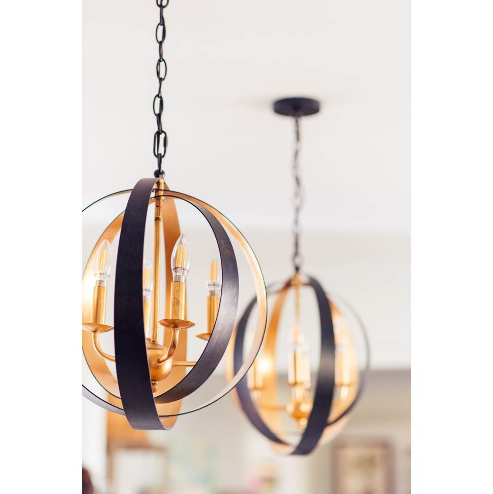 Crystorama 584-EB-GA English Bronze,Antique Gold Luna 4 Light English Bronze  Plus  Antique Gold Sphere Mini Chandelier Image 4