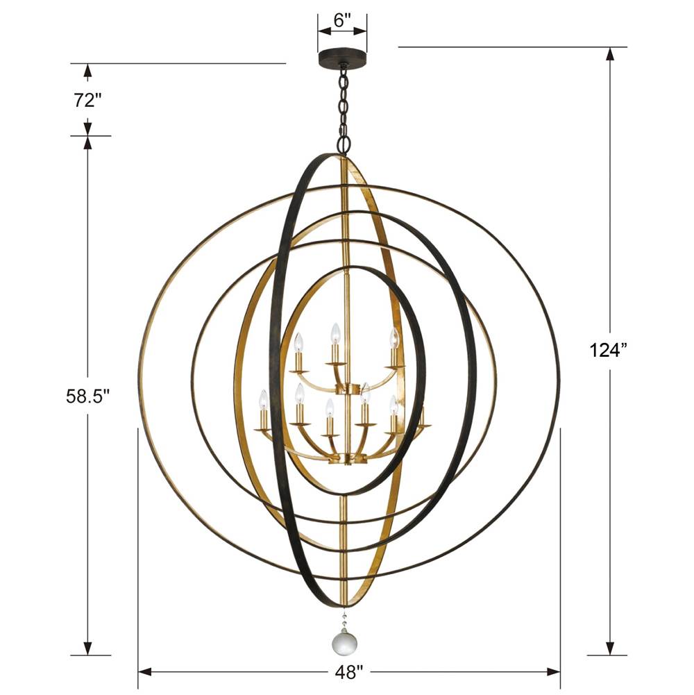 Crystorama 587-EB-GA English Bronze,Antique Gold Luna 9 Light English Bronze  Plus  Antique Gold Chandelier Image 2