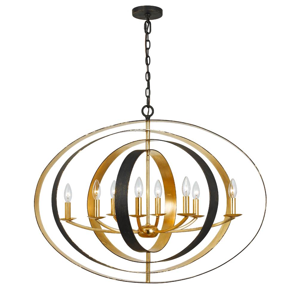 Crystorama 588-EB-GA English Bronze,Antique Gold Luna 8 Light English Bronze  Plus  Antique Gold Oval Chandelier Image 1
