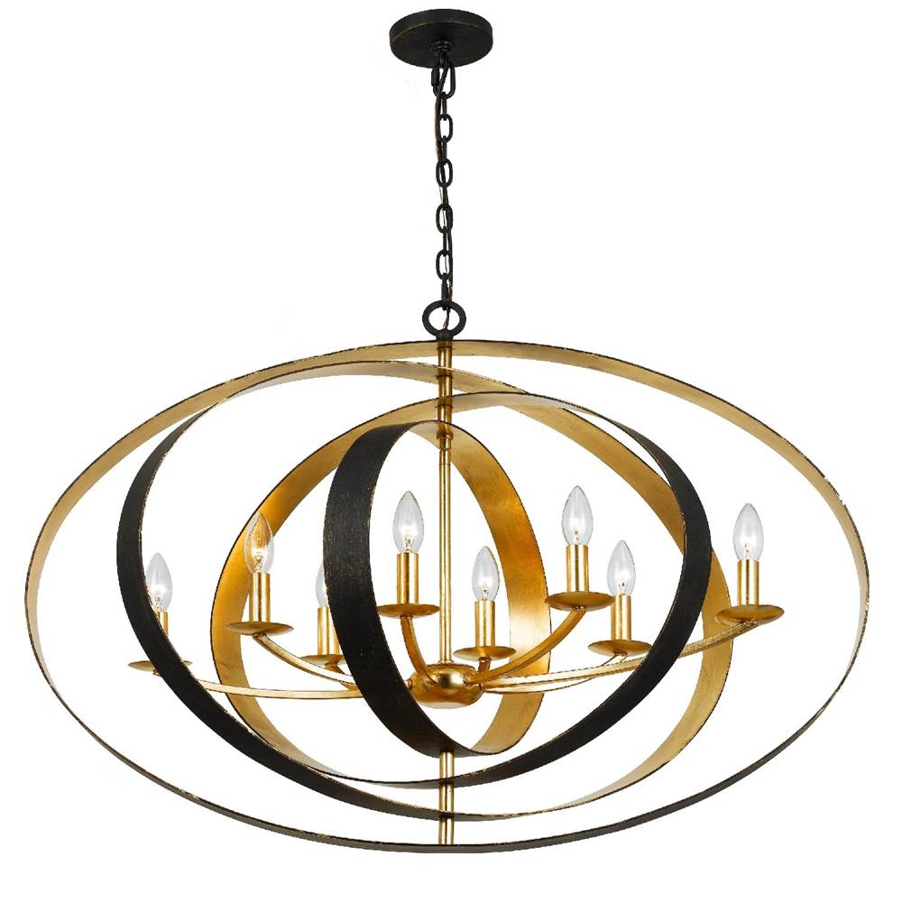Crystorama Luna 8 Light English Bronze  Plus  Antique Gold Oval Chandelier