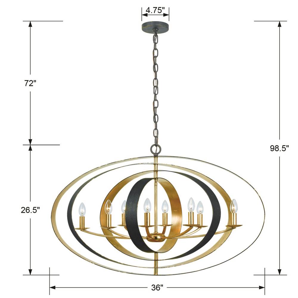 Crystorama 588-EB-GA English Bronze,Antique Gold Luna 8 Light English Bronze  Plus  Antique Gold Oval Chandelier Image 2