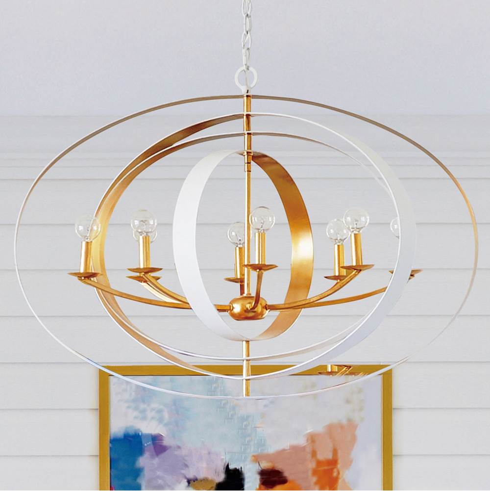 Crystorama 588-MT-GA Matte White,Antique Gold Luna 8 Light Matte White  Plus  Antique Gold Chandelier Image 4