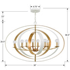 Crystorama 588-MT-GA Matte White,Antique Gold Luna 8 Light Matte White  Plus  Antique Gold Chandelier Image 2