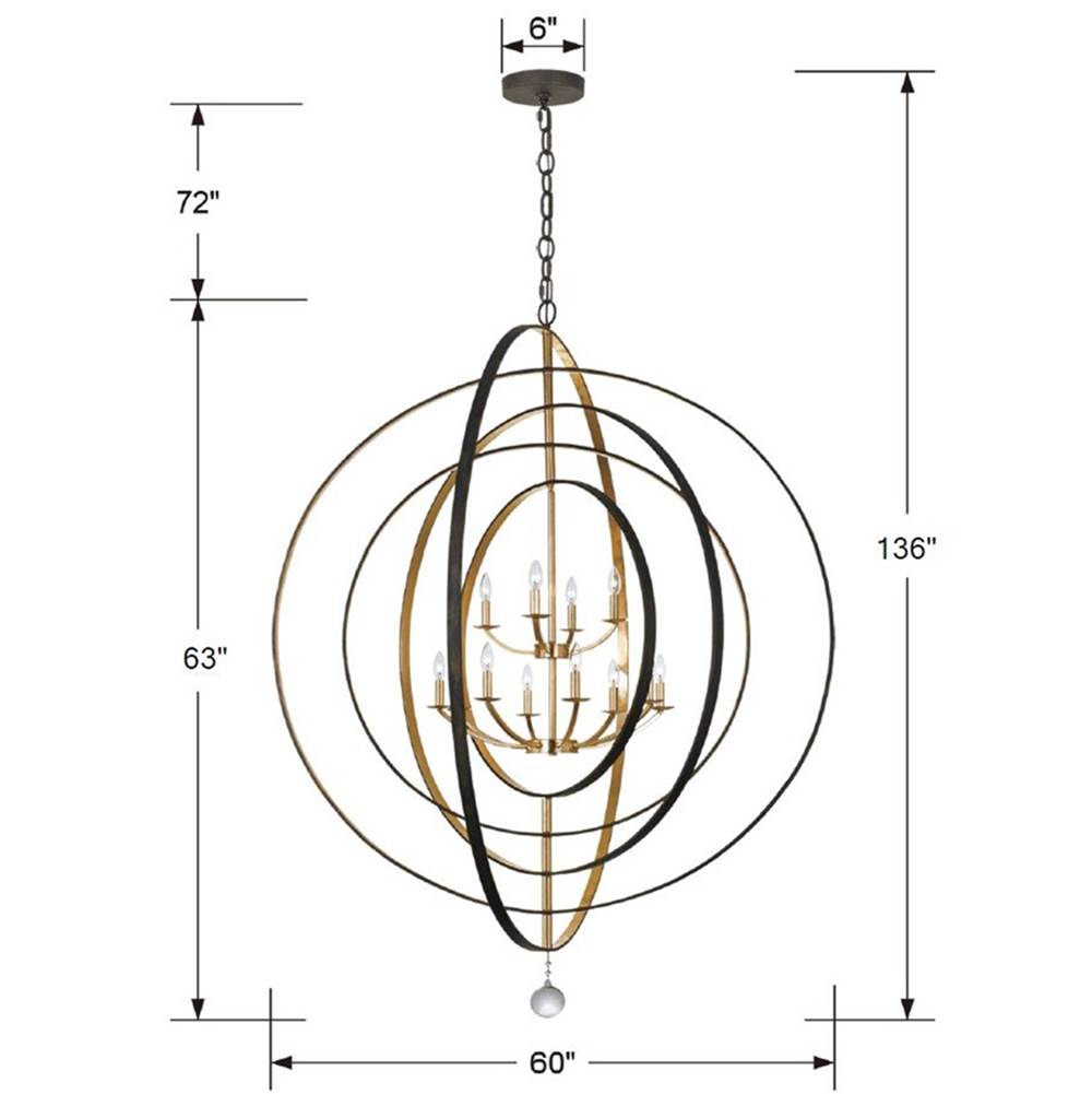 Crystorama Luna 12 Light English Bronze  Plus  Antique Gold Chandelier