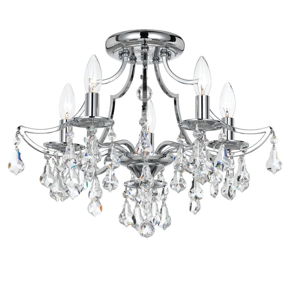 Crystorama 5930-CH-CL-MWP Polished Chrome Cedar 5 Light Polished Chrome Ceiling Mount Image 1