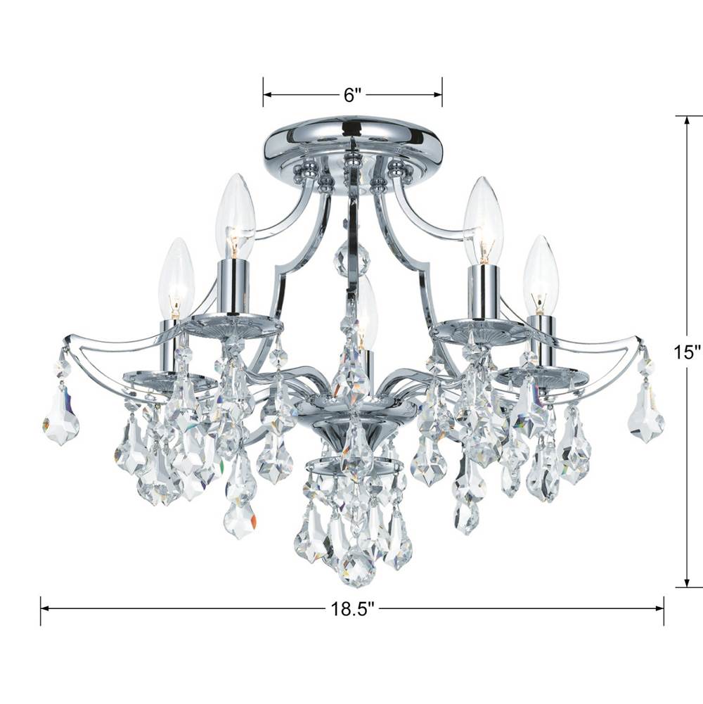 Crystorama Cedar 5 Light Polished Chrome Ceiling Mount