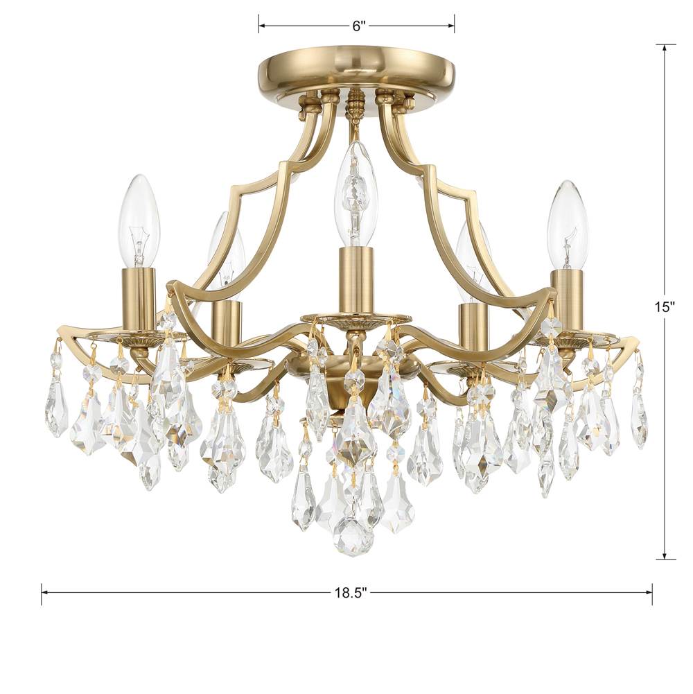 Crystorama 5930-VG-CL-MWP Vibrant Gold Cedar 5 Light Vibrant Gold Ceiling Mount Image 2