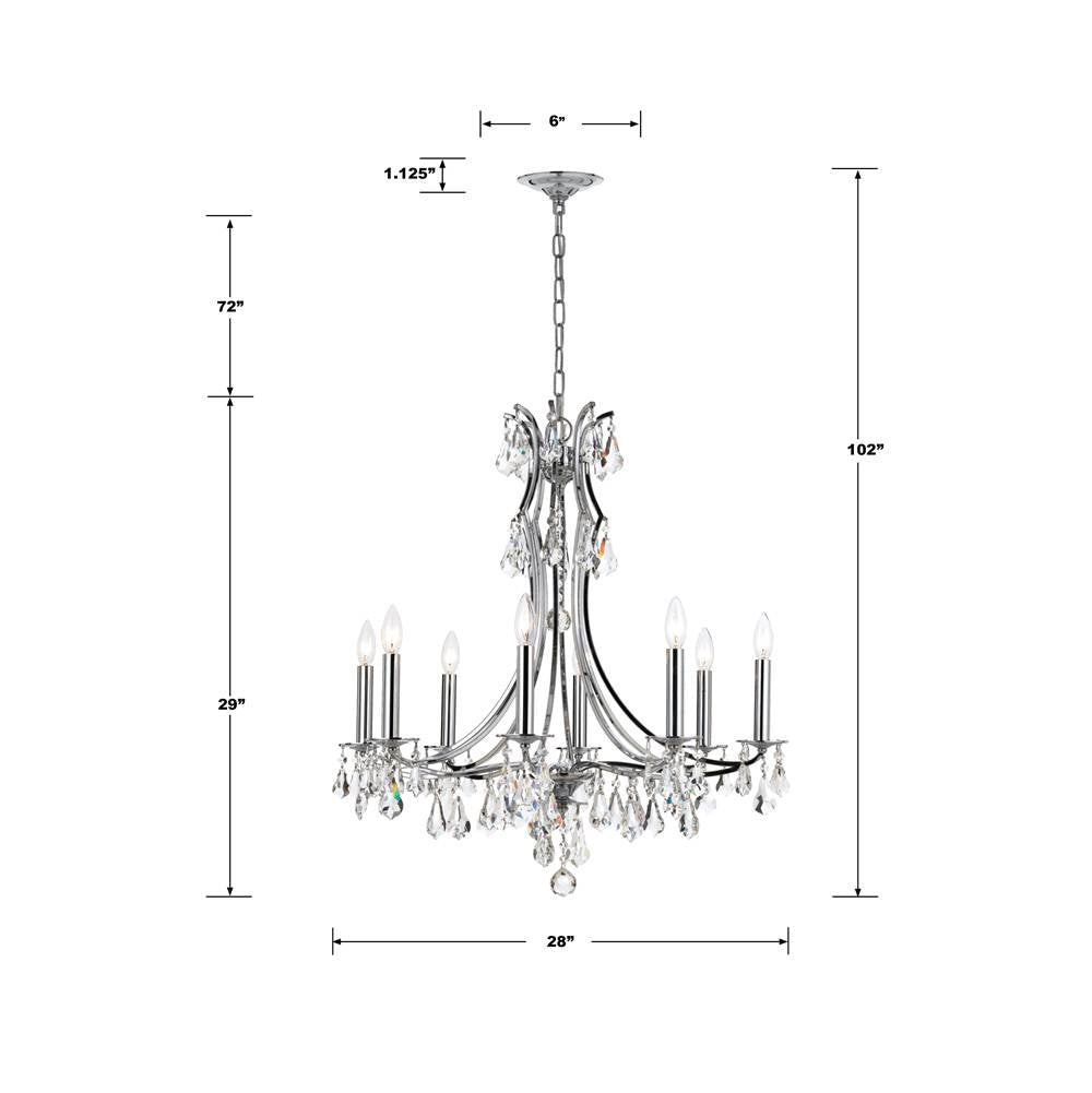 Crystorama Cedar 8 Light Polished Chrome Chandelier