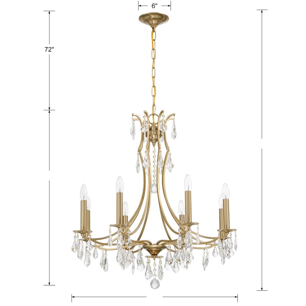 Crystorama 5938-VG-CL-MWP Vibrant Gold Cedar 8 Light Vibrant Gold Chandelier Image 2