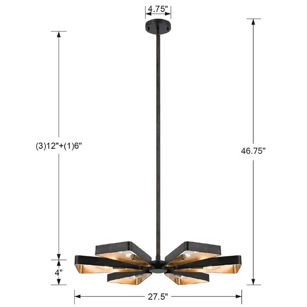 Crystorama 596-EB-GA English Bronze,Antique Gold Luna 6 Light English Bronze  Plus  Antique Gold Chandelier Image 2