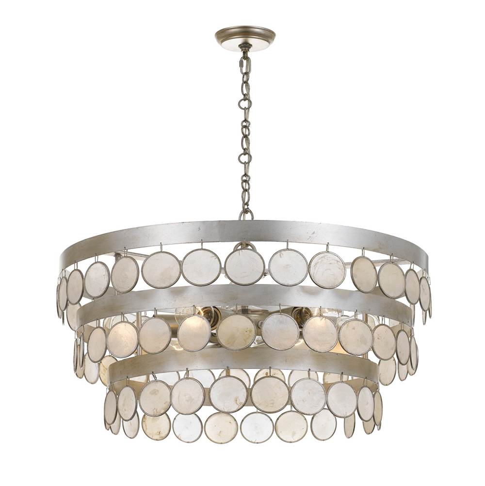 Crystorama 6006-SA Antique Silver Coco 6 Light Antique Silver Chandelier Image 1