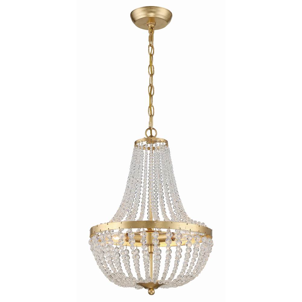 Crystorama Rylee 3 Light Antique Gold Chandelier