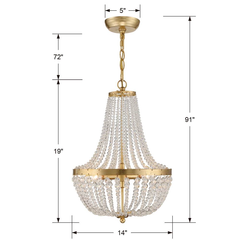 Crystorama 603-GA Antique Gold Rylee 3 Light Antique Gold Chandelier Image 2