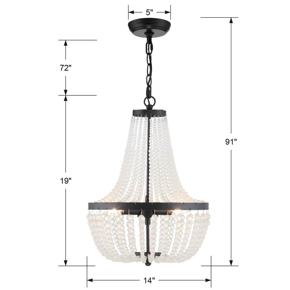 Crystorama 603-MK Matte Black Rylee 3 Light Matte Black Chandelier Image 2