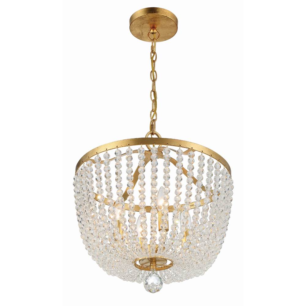 Crystorama 604-GA Antique Gold Rylee 4 Light Antique Gold Chandelier Image 6