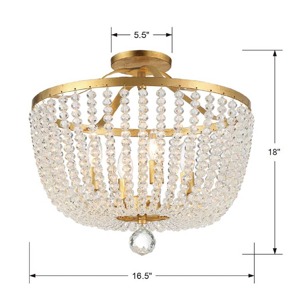 Crystorama 604-GA_CEILING Antique Gold Rylee 4 Light Antique Gold Ceiling Mount Image 2