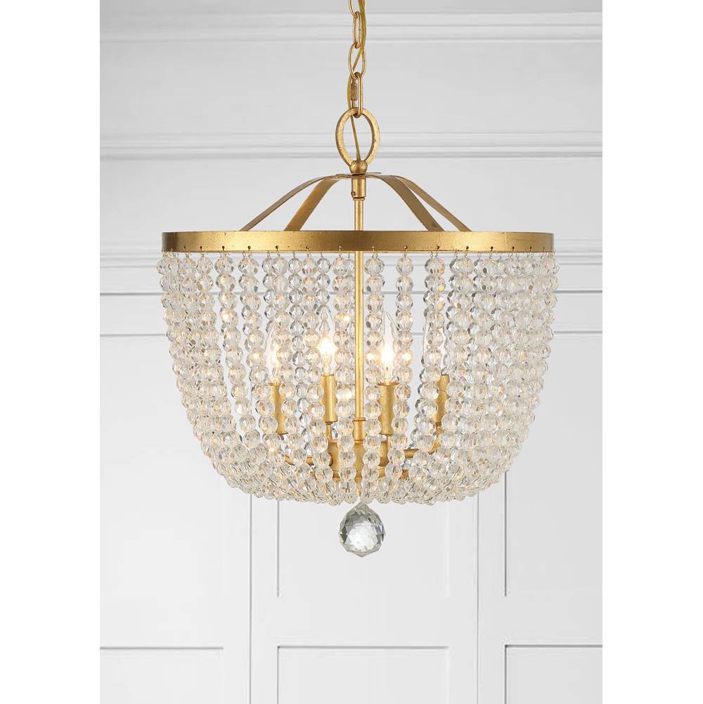 Crystorama 604-GA Antique Gold Rylee 4 Light Antique Gold Chandelier Image 3