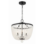 Crystorama Rylee 4 Light Matte Black Frosted Beads Chandelier