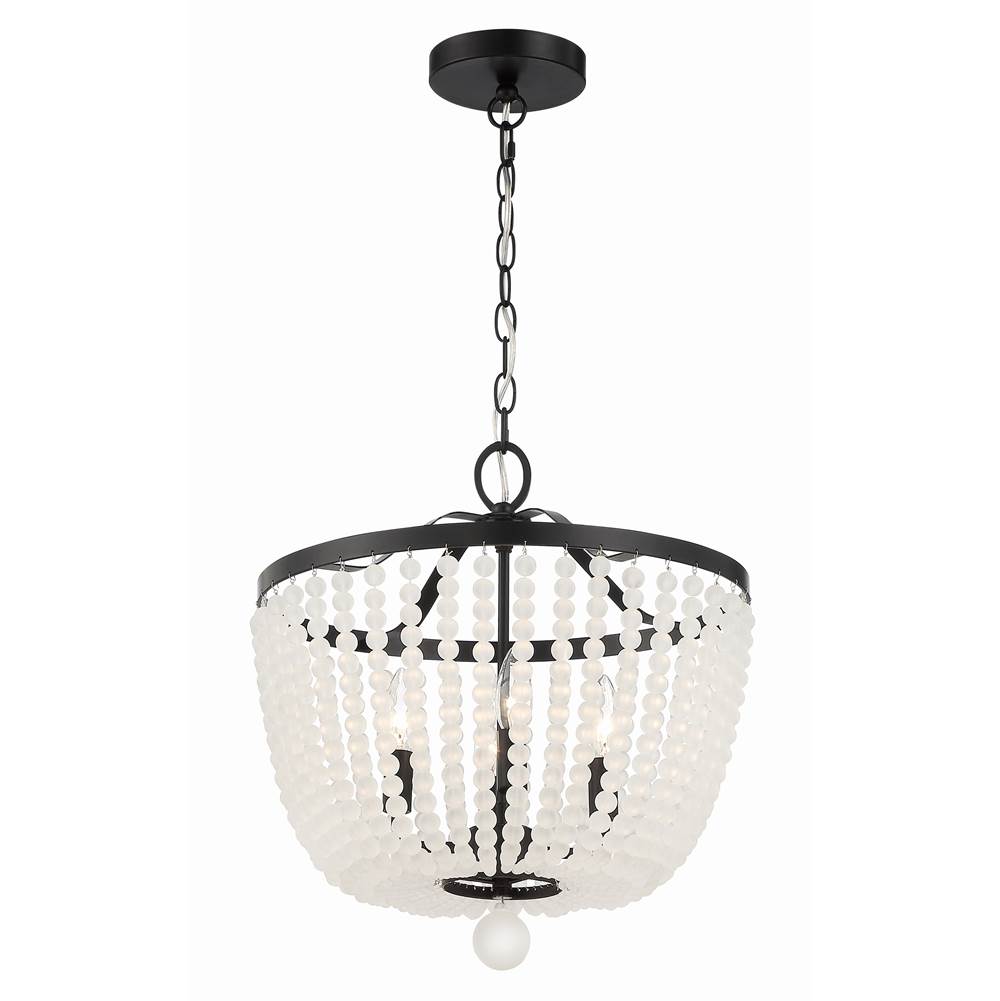 Crystorama Rylee 4 Light Matte Black Frosted Beads Chandelier