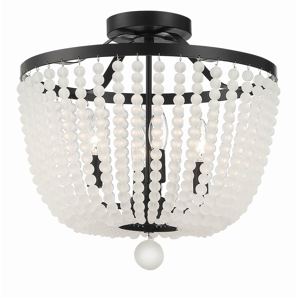 Crystorama 604-MK-FR_CEILING Matte Black Rylee 4 Light Matte Black Frosted Beads Ceiling Mount Image 1