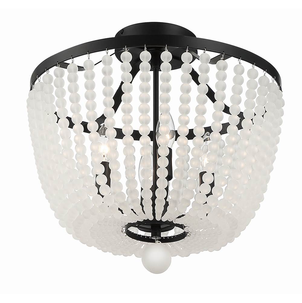 Crystorama Rylee 4 Light Matte Black Frosted Beads Ceiling Mount