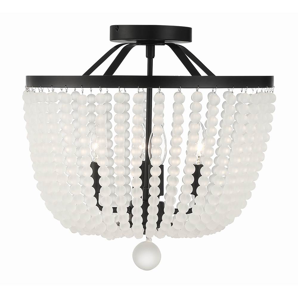 Crystorama 604-MK-FR_CEILING Matte Black Rylee 4 Light Matte Black Frosted Beads Ceiling Mount Image 3