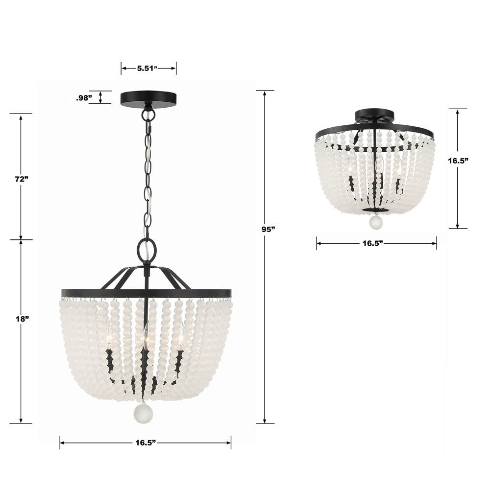 Crystorama 604-MK-FR_CEILING Matte Black Rylee 4 Light Matte Black Frosted Beads Ceiling Mount Image 2