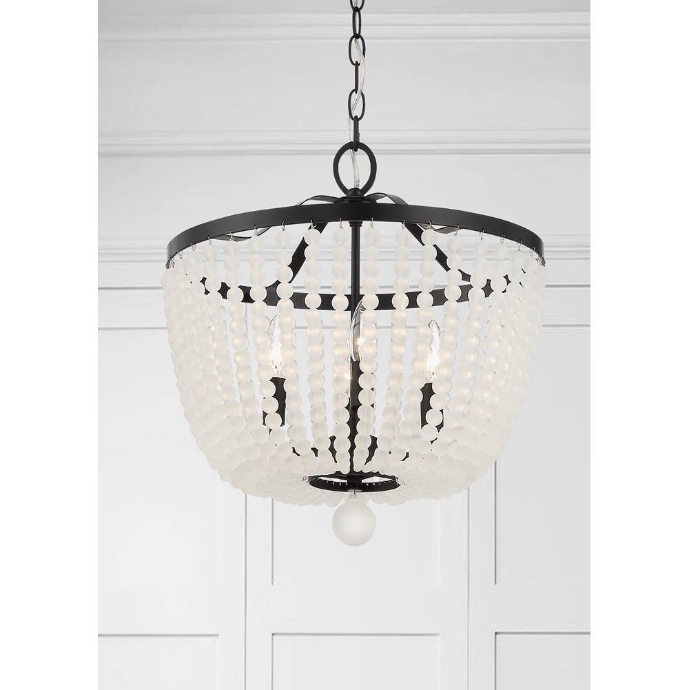 Crystorama 604-MK-FR Matte Black Rylee 4 Light Matte Black Frosted Beads Chandelier Image 3
