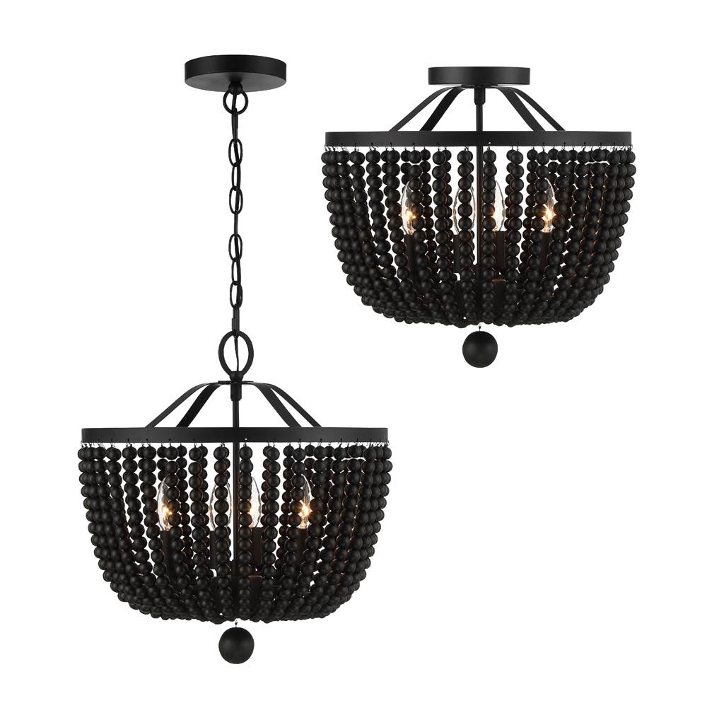 Crystorama 604-MK Matte Black Rylee 4 Light Matte Black Chandelier Image 6