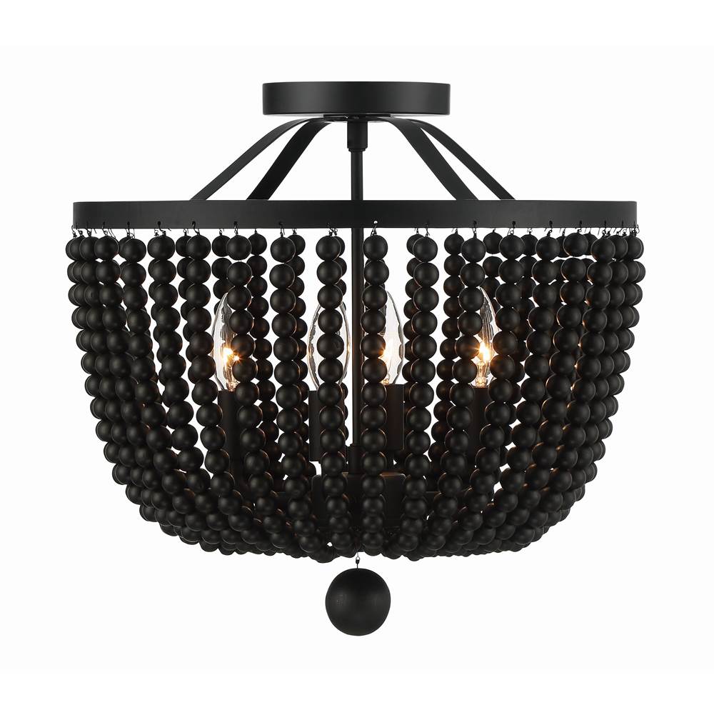 Crystorama 604-MK_CEILING Matte Black Rylee 4 Light Matte Black Ceiling Mount Image 3
