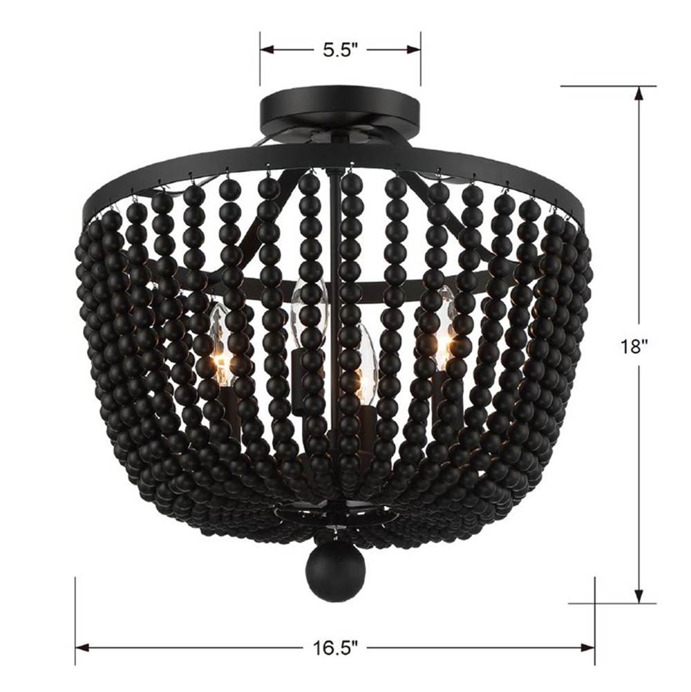 Crystorama 604-MK_CEILING Matte Black Rylee 4 Light Matte Black Ceiling Mount Image 2