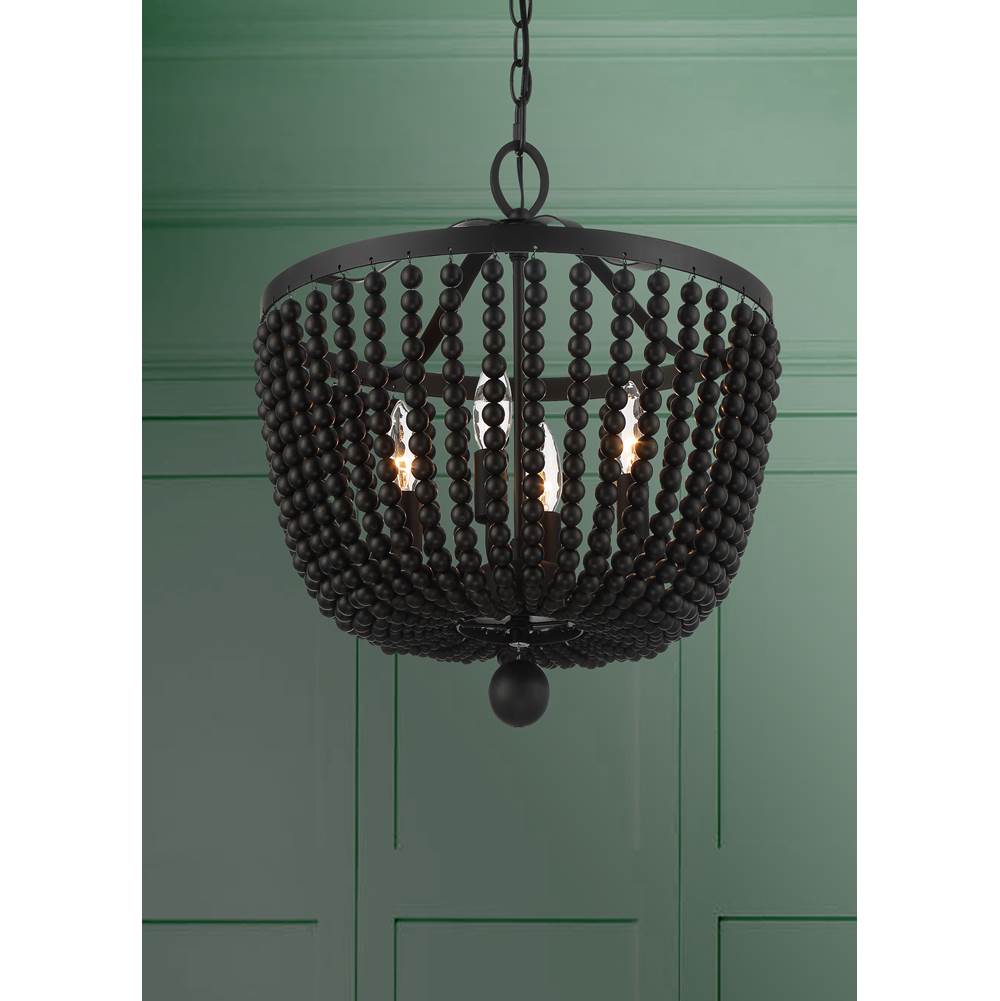 Crystorama 604-MK Matte Black Rylee 4 Light Matte Black Chandelier Image 3