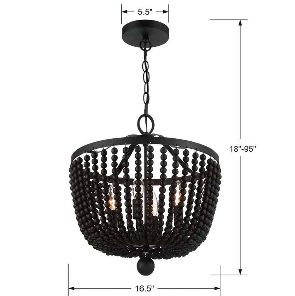 Crystorama 604-MK Matte Black Rylee 4 Light Matte Black Chandelier Image 2