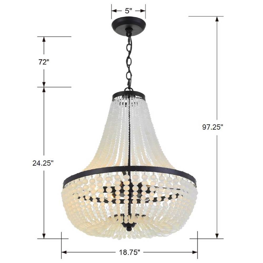 Crystorama 608-MK Matte Black Rylee 6 Light Matte Black Chandelier Image 2