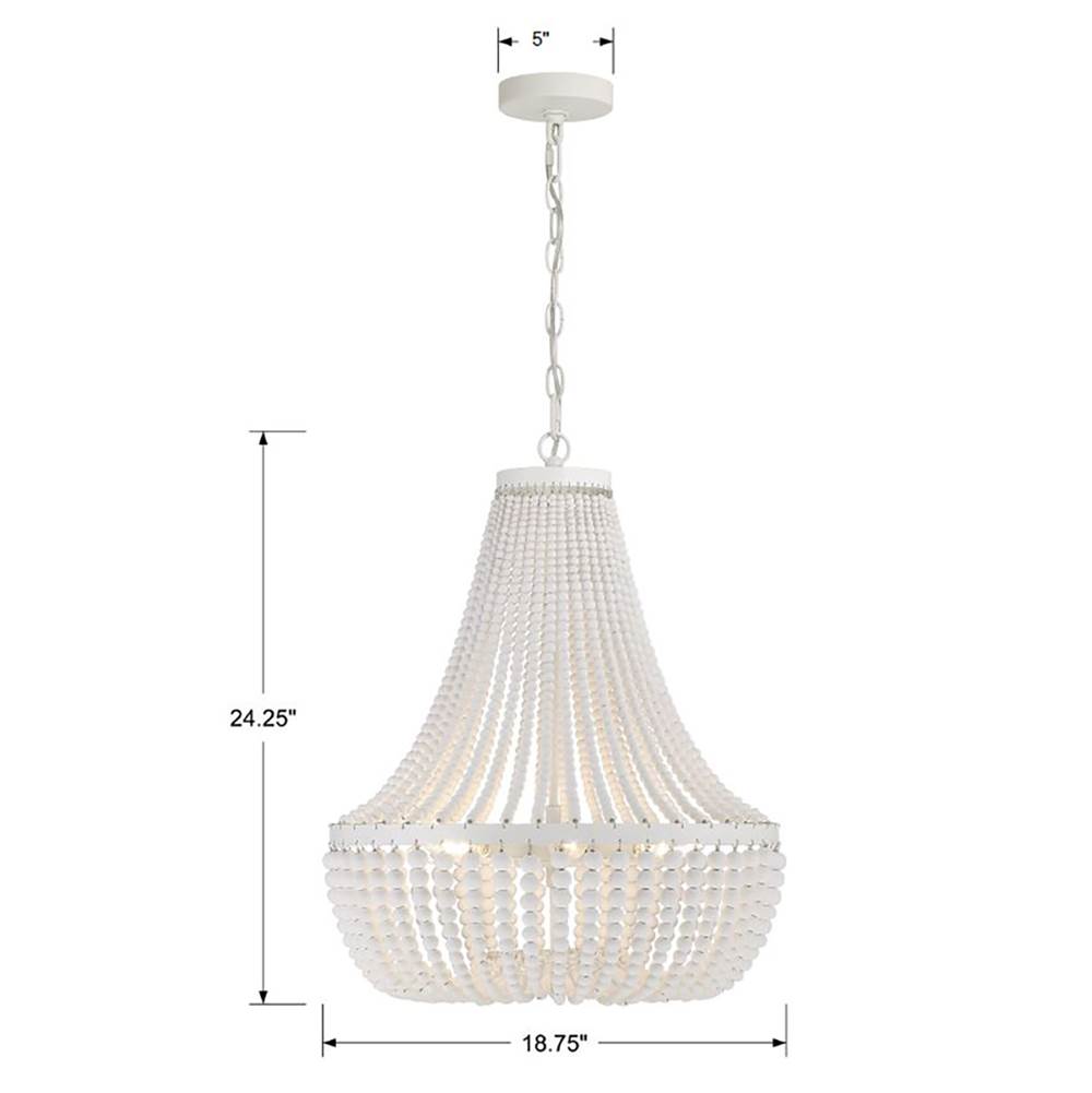 Crystorama 608-MT Matte White Rylee 6 Light Matte White Chandelier Image 2