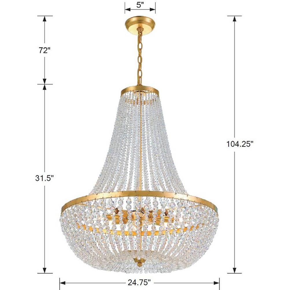 Crystorama 609-GA Antique Gold Rylee 8 Light Antique Gold Chandelier Image 2