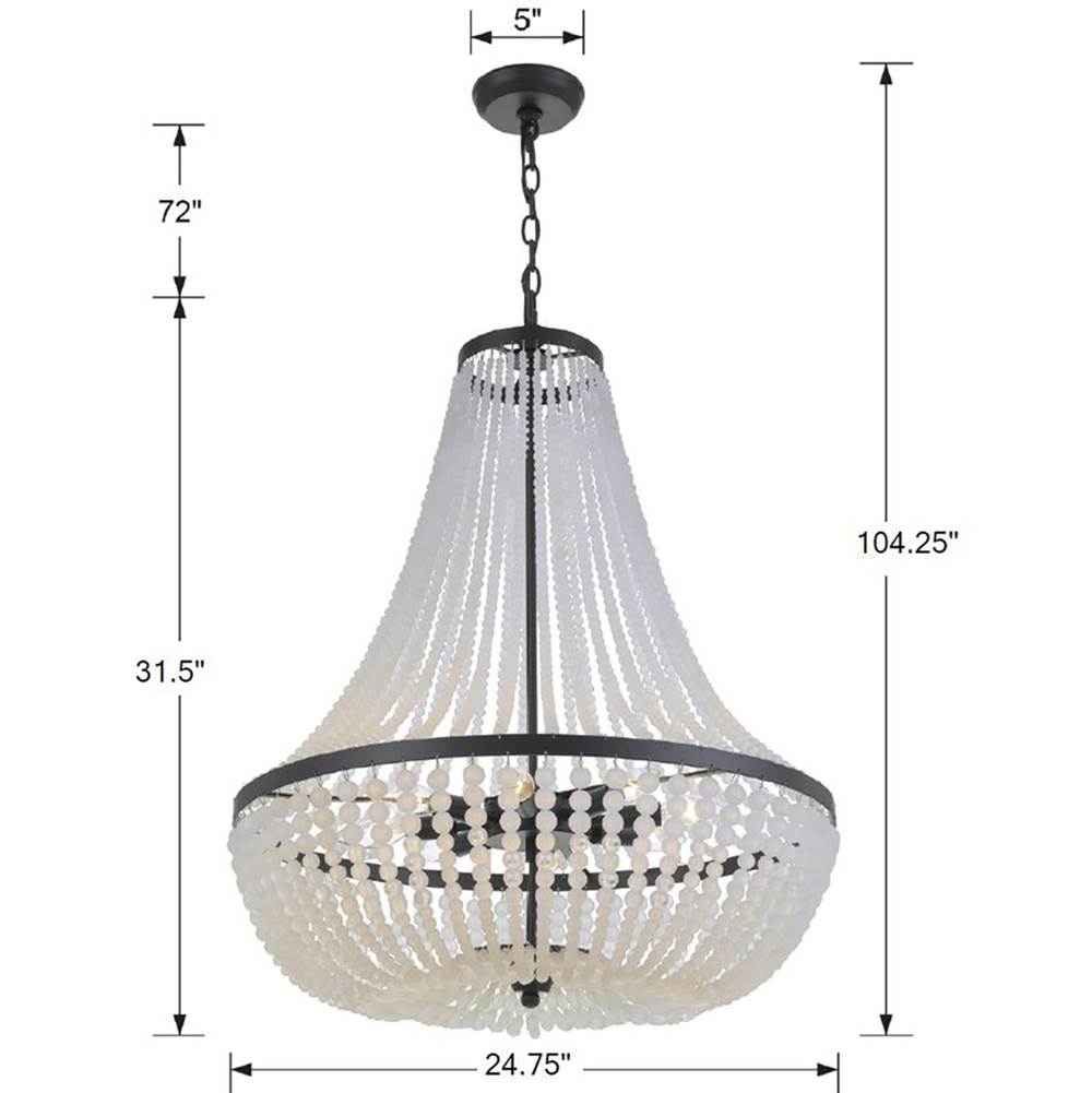 Crystorama 609-MK Matte Black Rylee 8 Light Matte Black Chandelier Image 2