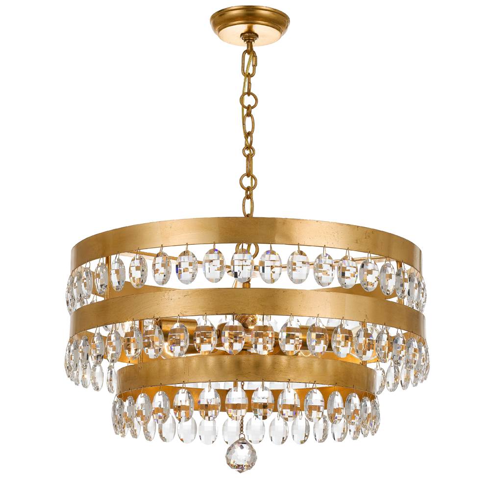 Crystorama 6106-GA Antique Gold Perla 5 Light Antique Gold Chandelier Image 1